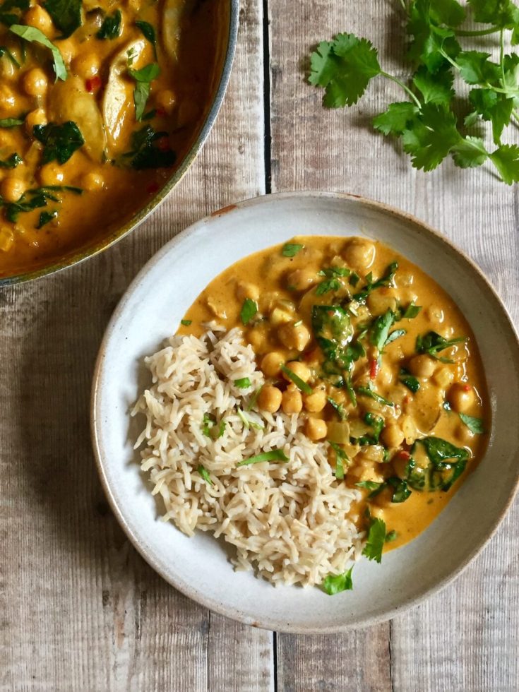 Chickpea, Mushroom & Spinach Curry