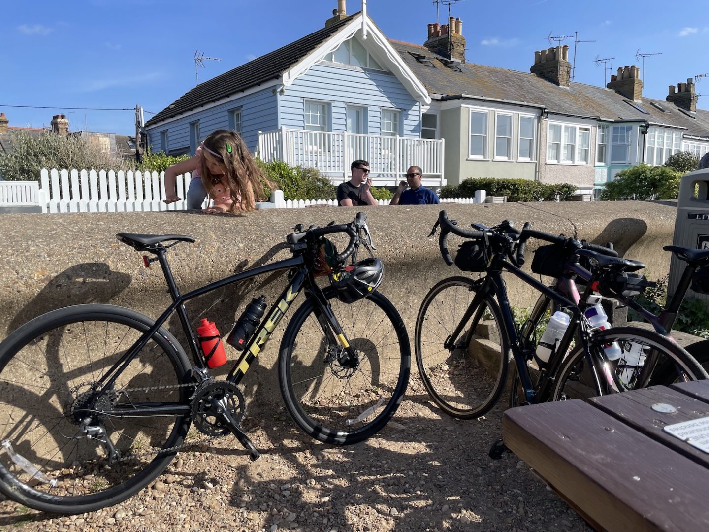 our bikes on the beach at Old Neptune, Whitstable