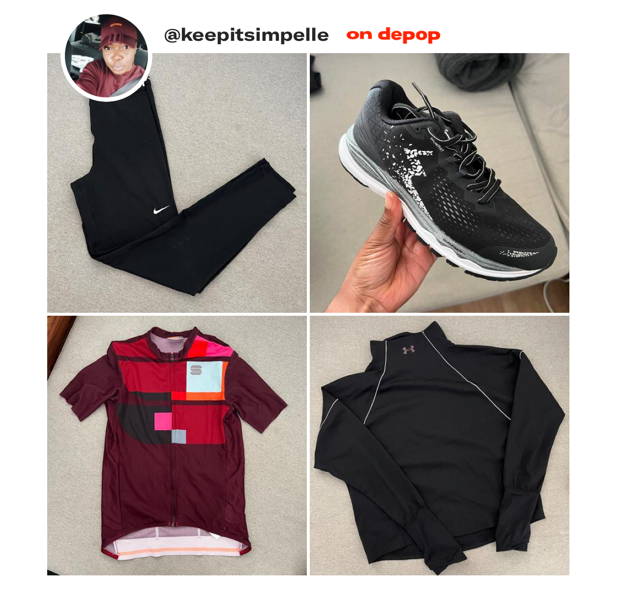 my shop - keep it simple - on depop selling cycling kit, sportswear, trainers and more fit kit. 